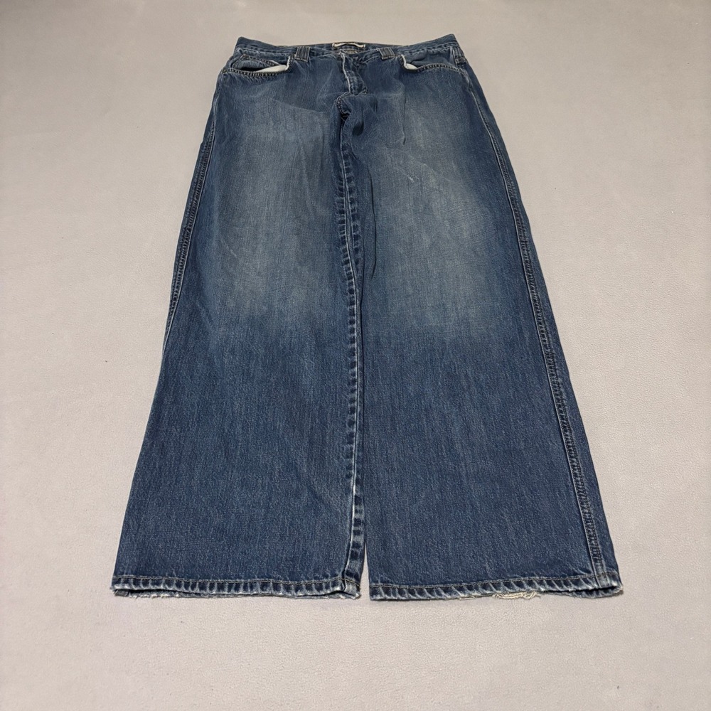 Mavi Max Mens Wide Leg Baggy Jeans 34x32 Medium Wash Blue Denim Relaxed Fit